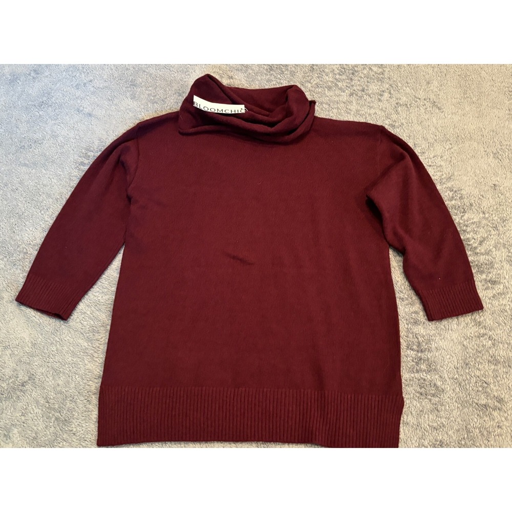 NWT Bloomchic Sweater Womens 12 Red Cowl Neck Burgundy Sweatshirt - Picture 1 of 6